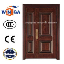 3D Design Brown Color Exterior Security Steel Metal Door (W-SZ-05)